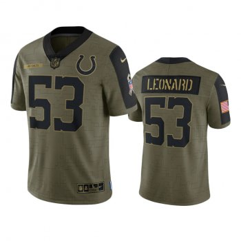 Indianapolis Colts Darius Leonard Olive 2021 Salute To Service Limited Jersey