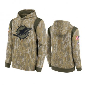 Miami Dolphins Camo 2021 Salute To Service Therma Performance Hoodie