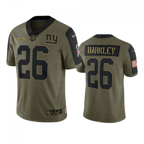 New York Giants Saquon Barkley Olive 2021 Salute To Service Limited Jersey