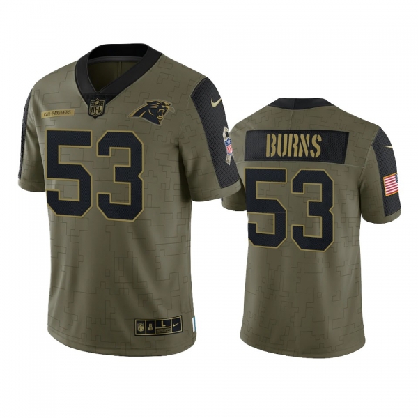 Carolina Panthers Brian Burns Olive 2021 Salute To Service Limited Jersey