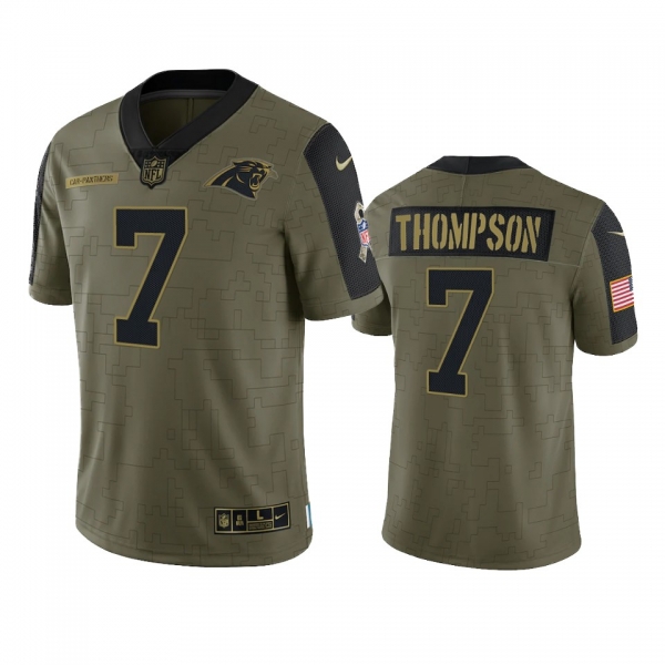 Carolina Panthers Shaq Thompson Olive 2021 Salute To Service Limited Jersey