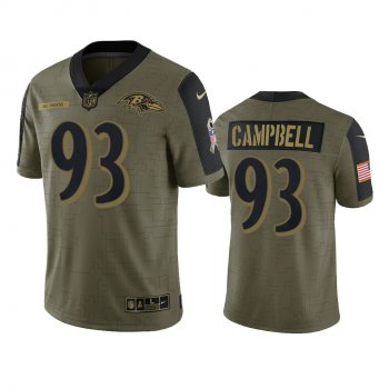 Baltimore Ravens Calais Campbell Olive 2021 Salute To Service Limited Jersey