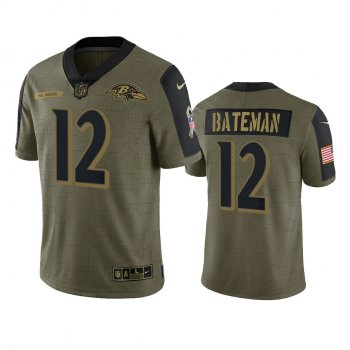 Baltimore Ravens Rashod Bateman Olive 2021 Salute To Service Limited Jersey