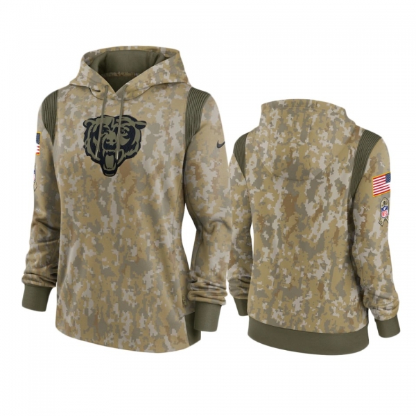 Women's Chicago Bears Olive 2021 Salute To Service Therma Performance Hoodie