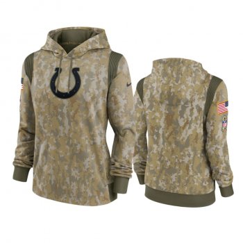 Women's Indianapolis Colts Olive 2021 Salute To Service Therma Performance Hoodie