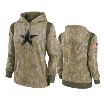 Women's Dallas Cowboys Olive 2021 Salute To Service Therma Performance Hoodie