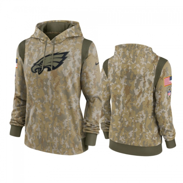 Women's Philadelphia Eagles Olive 2021 Salute To Service Therma Performance Hoodie