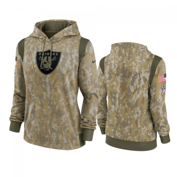 Women's Las Vegas Raiders Olive 2021 Salute To Service Therma Performance Hoodie