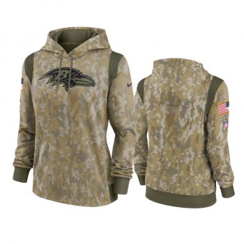 Women's Baltimore Ravens Olive 2021 Salute To Service Therma Performance Hoodie