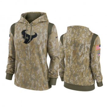 Women's Houston Texans Olive 2021 Salute To Service Therma Performance Hoodie