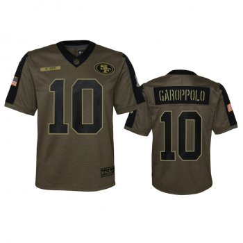 Youth San Francisco 49ers Jimmy Garoppolo Olive 2021 Salute To Service Game Jersey