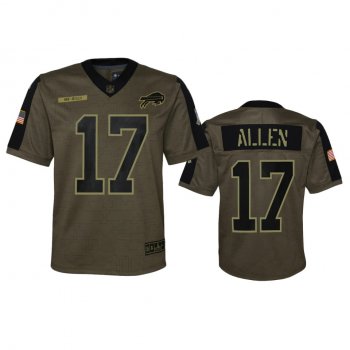 Youth Buffalo Bills Josh Allen Olive 2021 Salute To Service Game Jersey