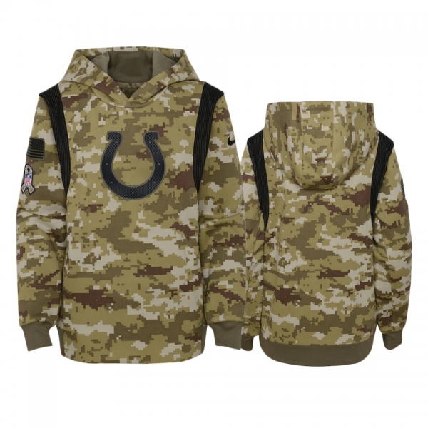 Youth Indianapolis Colts Olive 2021 Salute To Service Therma Hoodie