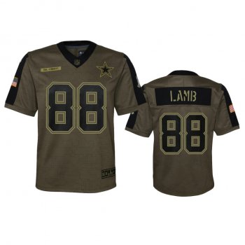 Youth Dallas Cowboys CeeDee Lamb Olive 2021 Salute To Service Game Jersey