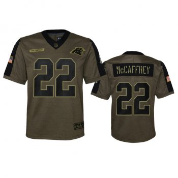 Youth Carolina Panthers Christian McCaffrey Olive 2021 Salute To Service Game Jersey