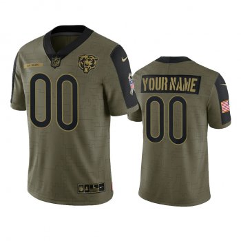 Chicago Bears Custom Olive 2021 Salute To Service Limited Jersey