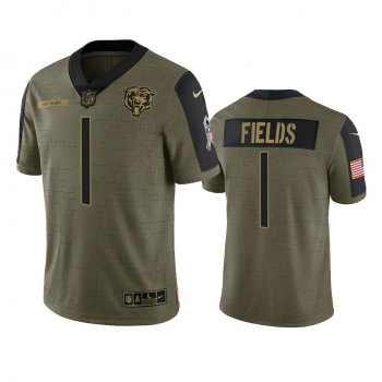 Chicago Bears Justin Fields Olive 2021 Salute To Service Limited Jersey