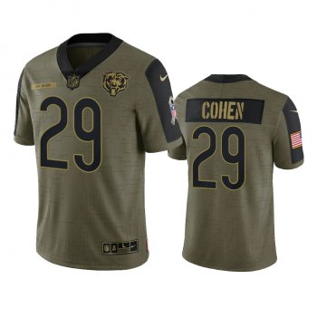 Chicago Bears Tarik Cohen Olive 2021 Salute To Service Limited Jersey