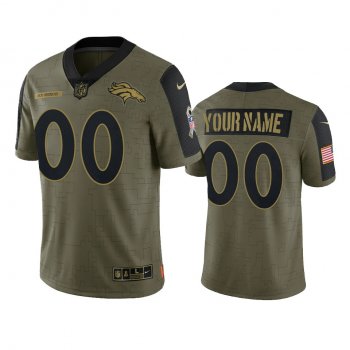 Denver Broncos Custom Olive 2021 Salute To Service Limited Jersey