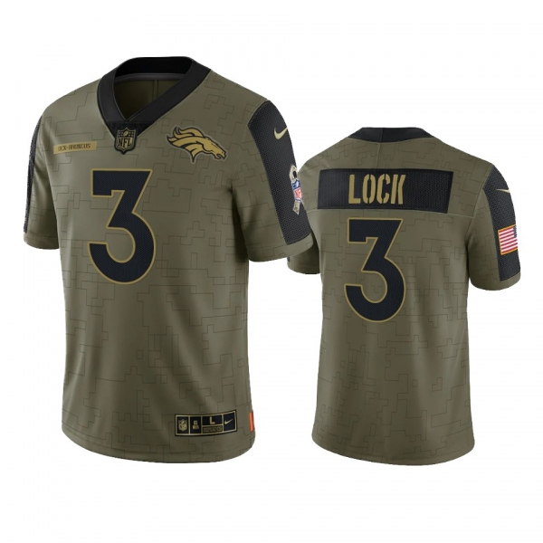 Denver Broncos Drew Lock Olive 2021 Salute To Service Limited Jersey