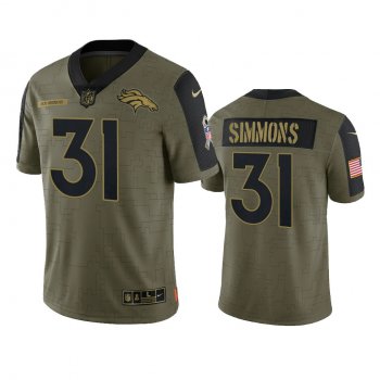 Denver Broncos Justin Simmons Olive 2021 Salute To Service Limited Jersey