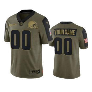 Cleveland Browns Custom Olive 2021 Salute To Service Limited Jersey