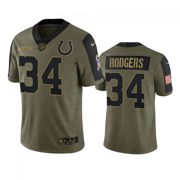 Indianapolis Colts Isaiah Rodgers Olive 2021 Salute To Service Limited Jersey