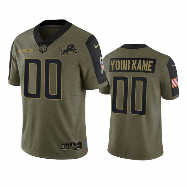 Detroit Lions Custom Olive 2021 Salute To Service Limited Jersey