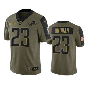 Detroit Lions Jeff Okudah Olive 2021 Salute To Service Limited Jersey