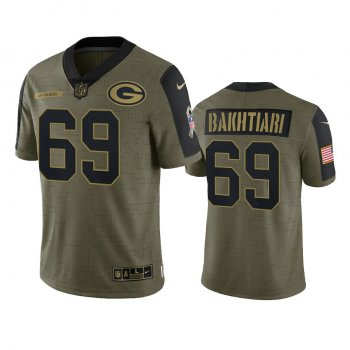 Green Bay Packers David Bakhtiari Olive 2021 Salute To Service Limited Jersey