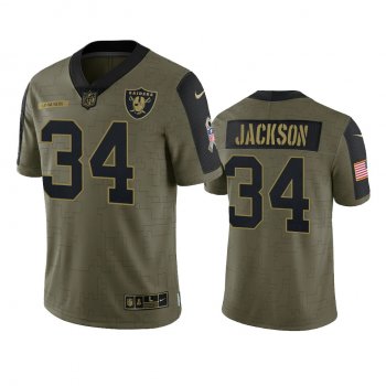 Las Vegas Raiders Bo Jackson Olive 2021 Salute To Service Limited Jersey