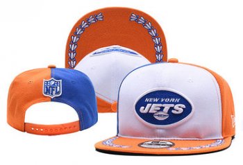 Jets Team Logo White Orange 2019 Draft Adjustable Hat YD