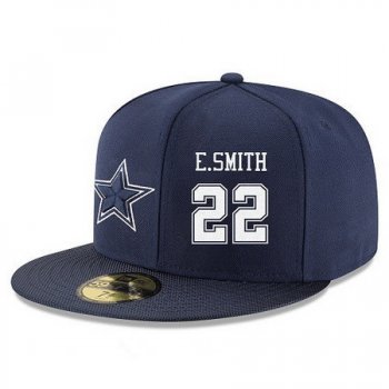 Dallas Cowboys #22 Emmitt Smith Snapback Cap NFL Player Navy Blue with White Number Stitched Hat