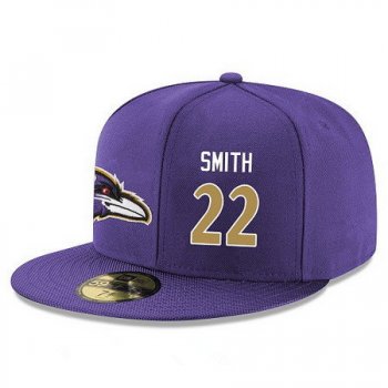 Baltimore Ravens #22 Jimmy Smith Snapback Cap NFL Player Purple with Gold Number Stitched Hat