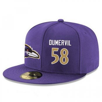 Baltimore Ravens #58 Elvis Dumervil Snapback Cap NFL Player Purple with Gold Number Stitched Hat