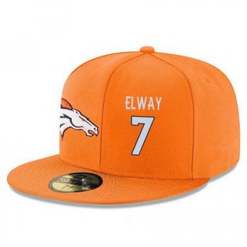 Denver Broncos #7 John Elway Snapback Cap NFL Player Orange with White Number Stitched Hat