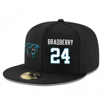 Carolina Panthers #24 James Bradberry Snapback Cap NFL Player Black with White Number Stitched Hat