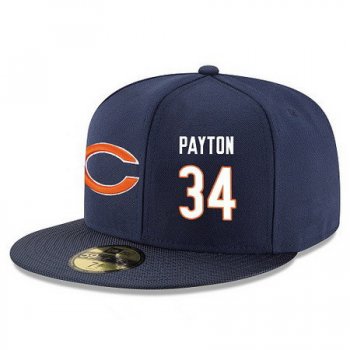 Chicago Bears #34 Walter Payton Snapback Cap NFL Player Navy Blue with White Number Stitched Hat