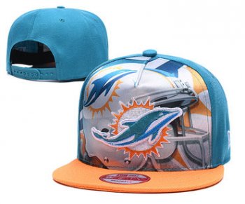 Dolphins Team Logo Blue Yellow Adjustable Leather Hat TX