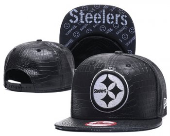 NFL Pittsburgh Steelers Team Logo Black Snapback Adjustable Hat 02