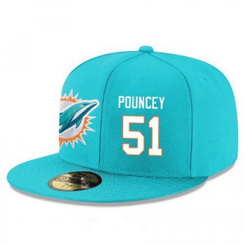 Miami Dolphins #51 Mike Pouncey Snapback Cap NFL Player Aqua Green with White Number Stitched Hat