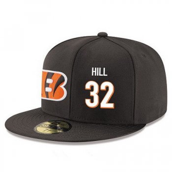 Cincinnati Bengals #32 Jeremy Hill Snapback Cap NFL Player Black with White Number Stitched Hat