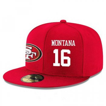 San Francisco 49ers #16 Joe Montana Snapback Cap NFL Player Red with White Number Stitched Hat