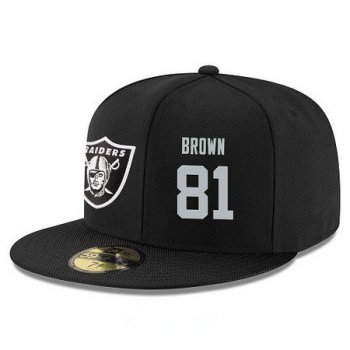 Oakland Raiders #81 Tim Brown Snapback Cap NFL Player Black with Silver Number Stitched Hat