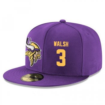 Minnesota Vikings #3 Blair Walsh Snapback Cap NFL Player Purple with Gold Number Stitched Hat