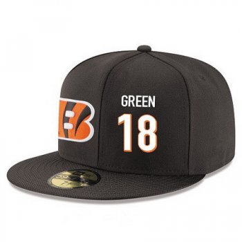 Cincinnati Bengals #18 A.J. Green Snapback Cap NFL Player Black with White Number Stitched Hat