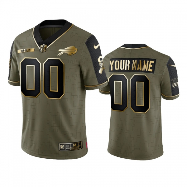 Buffalo Bills Custom Olive Gold 2021 Salute To Service Limited Jersey