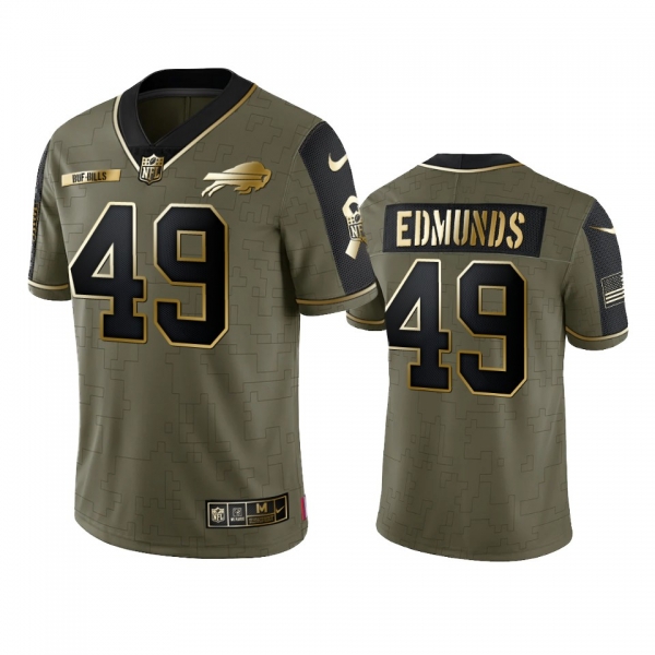 Buffalo Bills Tremaine Edmunds Olive Gold 2021 Salute To Service Limited Jersey