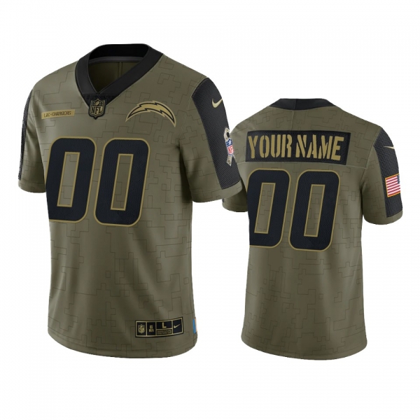 Los Angeles Chargers Custom Olive 2021 Salute To Service Limited Jersey