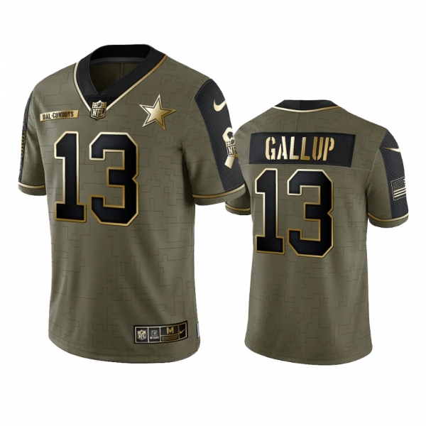 Dallas Cowboys Michael Gallup Olive Gold 2021 Salute To Service Limited Jersey